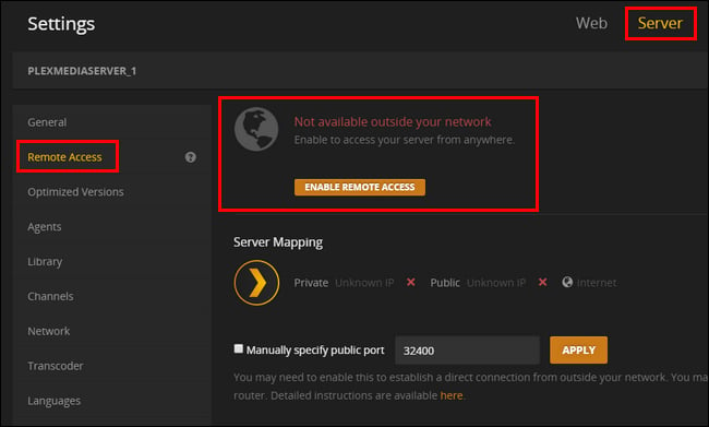 how to access your plex media server remotely