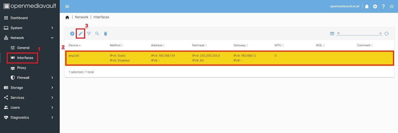 Omv System Fixed IP address 