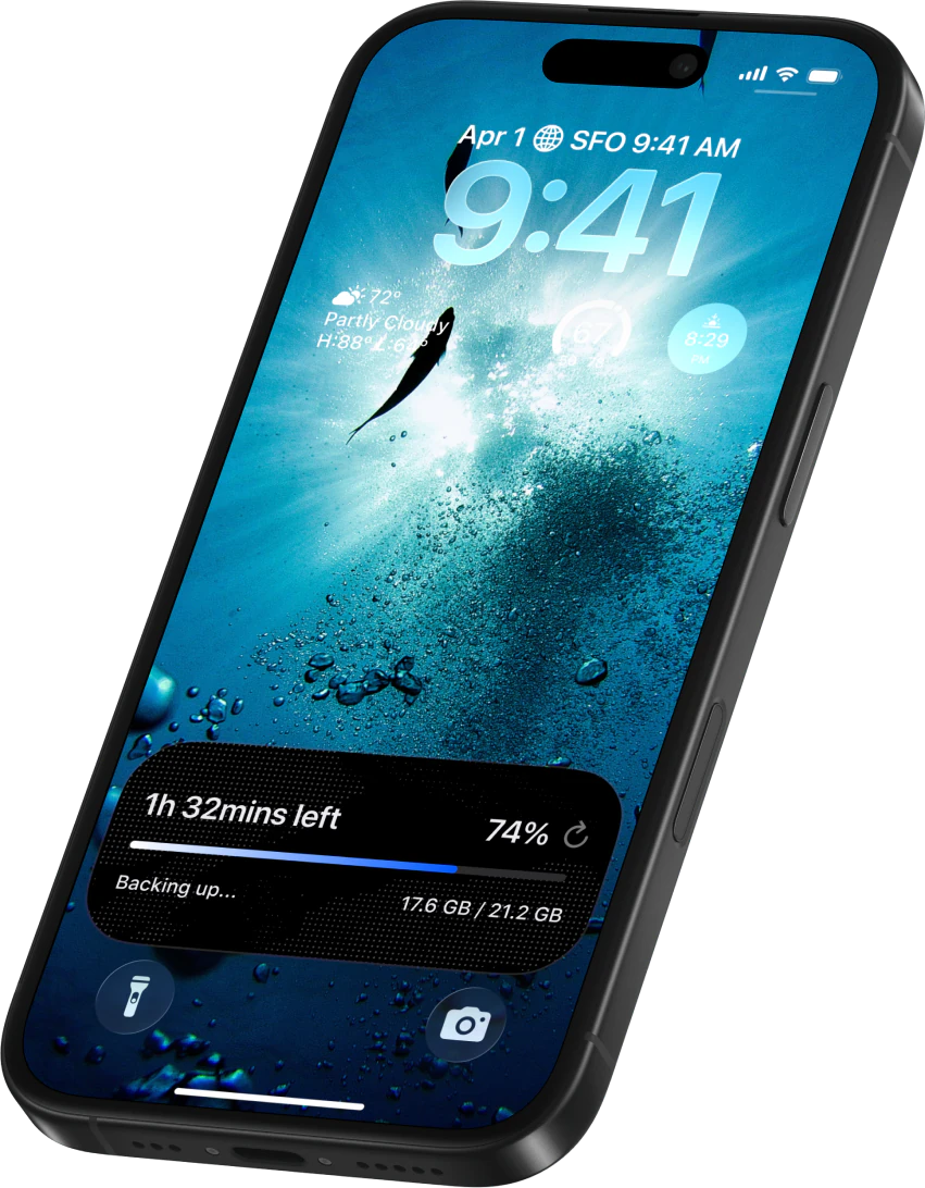 Live Activity backup progress on a lock screen