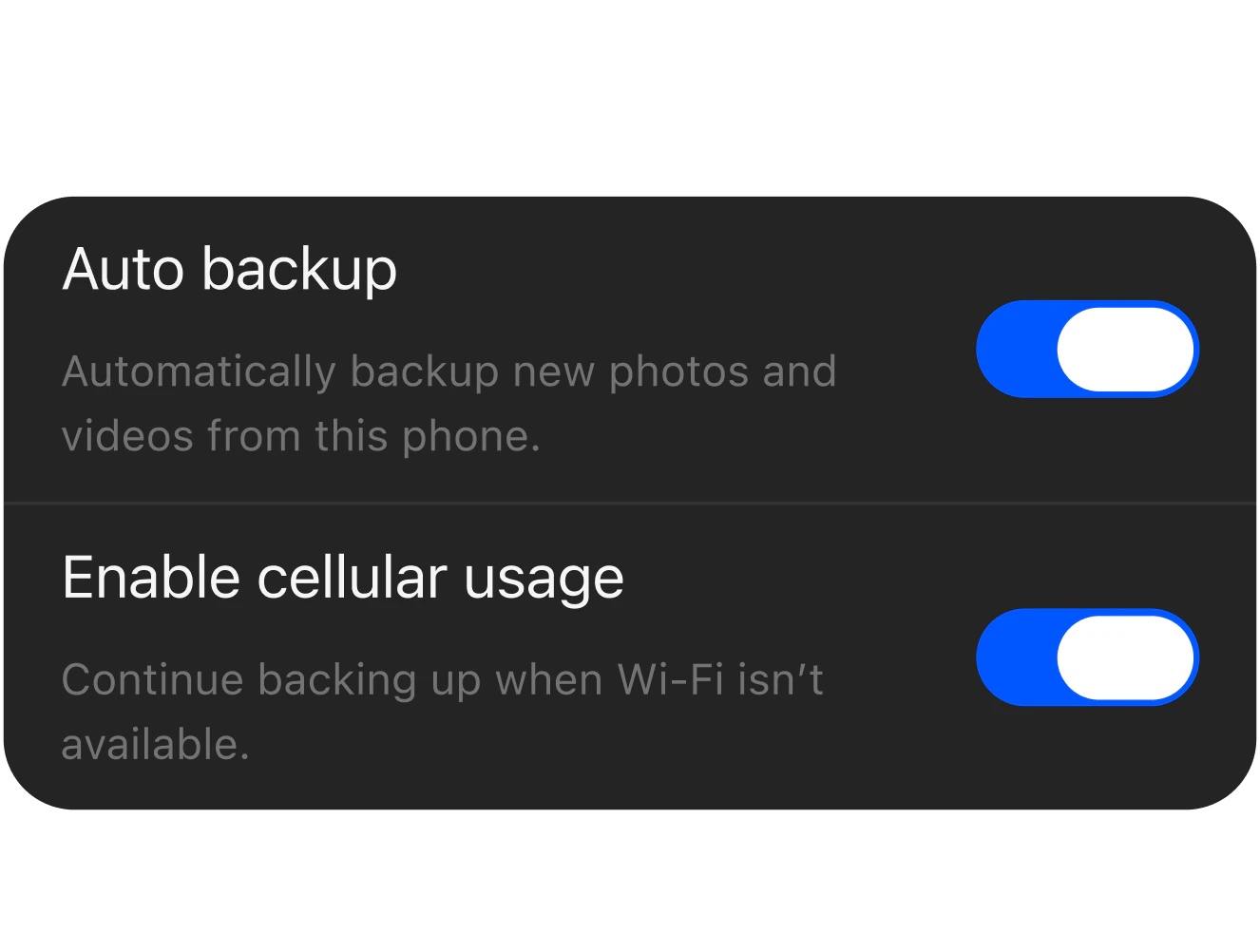 Automatic backup setup controls
